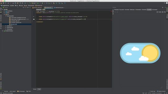 Android Studio - Personalizar toggle button - Vídeo 16
