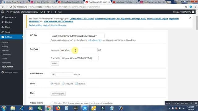 How to add YouTube Channel video to your Wordpress website(Hindi)