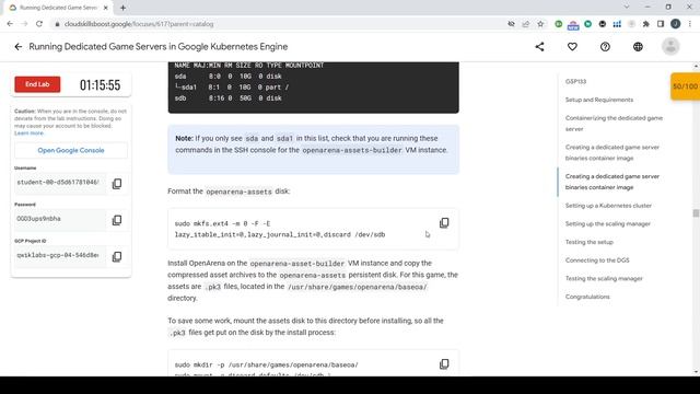 Running Dedicated Game Servers in Google Kubernetes Engine | GSP133 | Facilitator Program 22 |