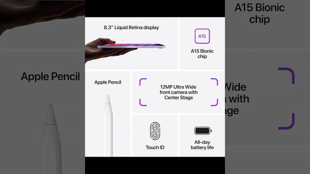 Apple iPad Mini (6th Generation): with A15 Bionic chip, 8.3-inch Liquid Retina Display