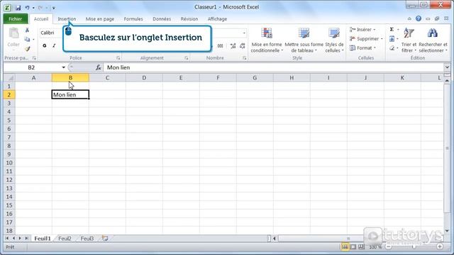 Comment insérer un lien hypertexte avec Excel 2010 ?