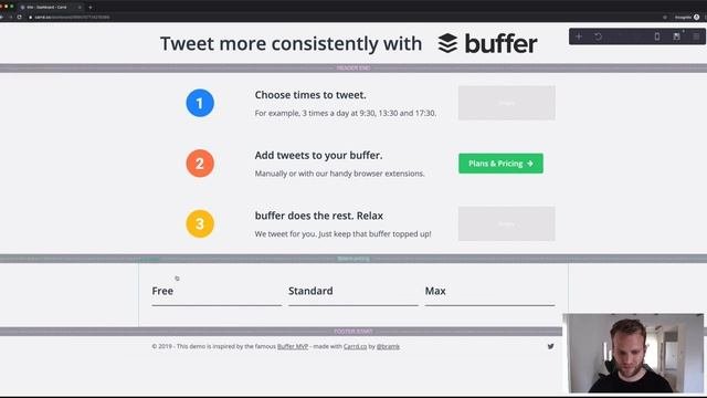 Carrd.co Tutorial: Recreating the famous Buffer landing page MVP without code