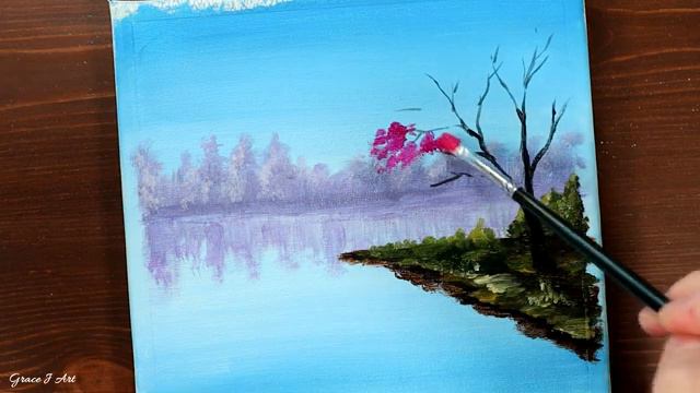 Cherry Blossom Easy acrylic painting for beginners PaintingTutorial 36