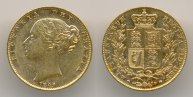 Нумизматика. Золотая монета. Англия, соверен 1846 года.