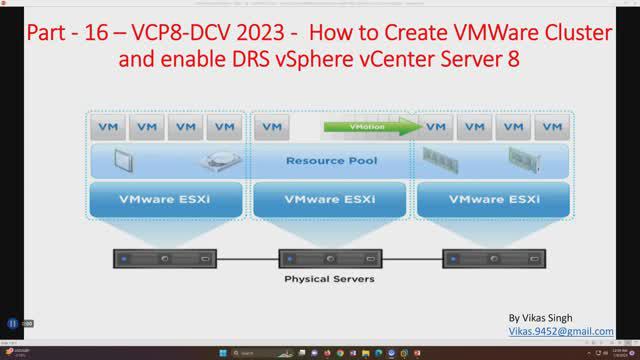 VCP8-DCV 2023 | Part-16 | How to Create VMWare Cluster and enable DRS vSphere vCenter Server 8