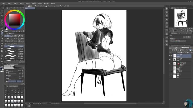 Clip Studio Paint 2B Nier Automata | digital painting process | Speed Painting