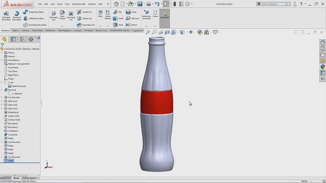 Solidworks/ Coca-Cola. Модель стеклянной бутылки Кока-Колы.