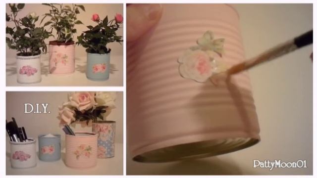 DIY  Barattoli di latta Shabby Chic / Tin cans ღ