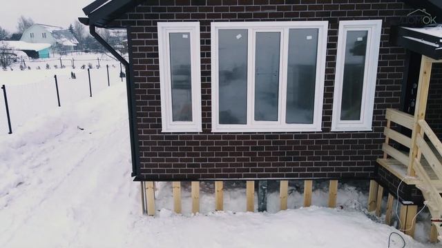 Одноэтажный каркасный дом 8х10 с отделкой фасадной плиткой Технониколь HAUBERK!