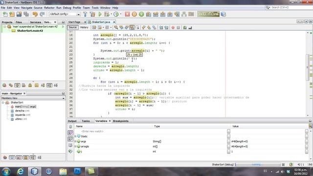 Metodo De Ordenamiento ShakerSort Codigo Java