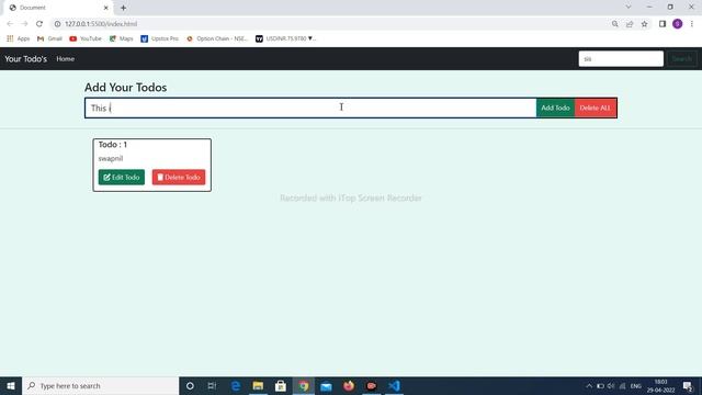 Todo website using HTML, CSS , JavaScript and Bootstrap with Source Code