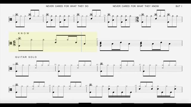 Nothing Else Matters - Metallica - Drum Transcript - DIFFICULTY 2/5 ⭐️