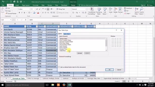 Excel for Beginner  21 Format as  table and adding new Table Style, Cell Style, modification and ad