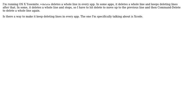 Apple: Command Backspace keep going past the line