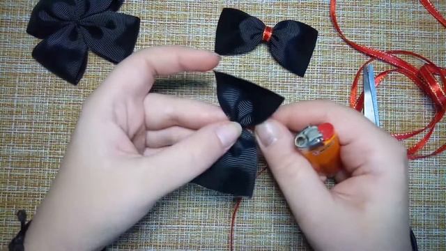Бантики для волос. Школьные бантики. Простые бантики своими руками. Diy. Канзаши. МК.