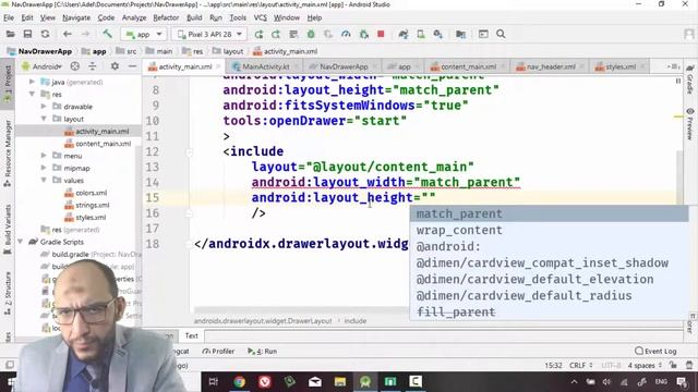 72 Android Kotlin  Navigation Drawer App   DrawerLayout, NavigationView, and Include to grab anothe