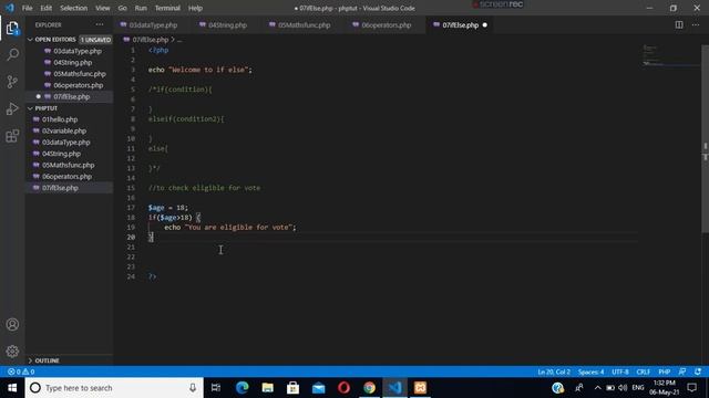 If Else conditional Operator in PHP || HINDI