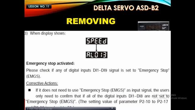 DELTA SERVO ASDA-B2 ALARM 13 REMOVING | AL 13 REMOVING IN DELTA SERVO | DELTA SERVO ALARM REMOVE
