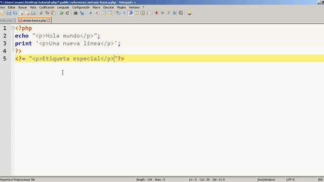 2 - Tutorial de PHP7 - Sintaxis básica y salida de datos