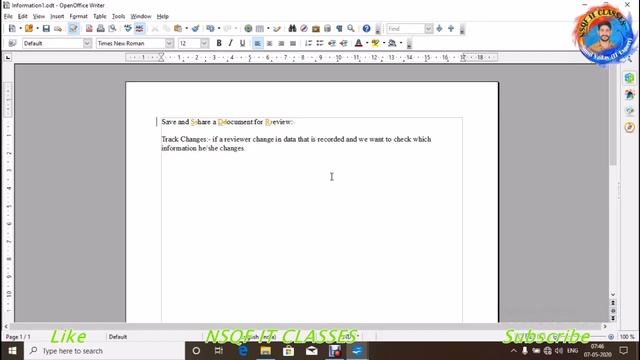 Level 4 Apache open office Word Processing S 9 II How to set track change and comments with text