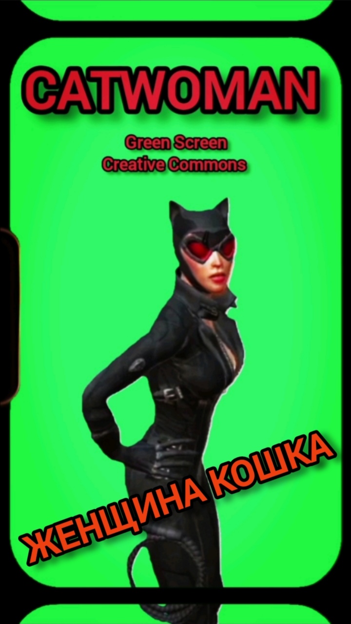 Женщина кошка хромакей футаж на зелёном фоне. Видео анимация женщина кошка Green Screen.