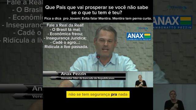 Que País que vai prosperar se você não sabe se o que tu tem é teu? Vamos falar a Real, Real.