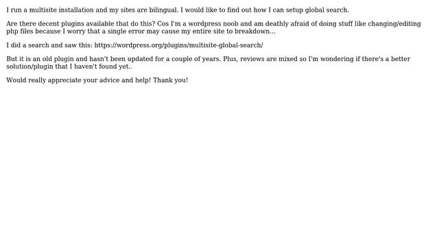 Wordpress: Multisite Installation: how do I setup global search?