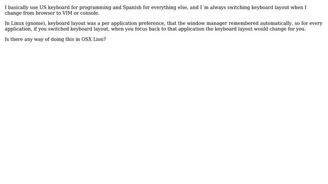 Apple: Auto change keyboard layout based on application focus