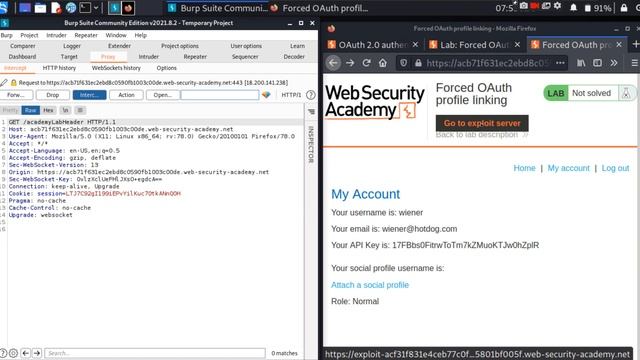 OAuth Forced OAuth profile linking Portswigger Lab Updated Solution