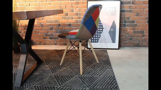 Eames Style Patchwork Fabric Side Chair