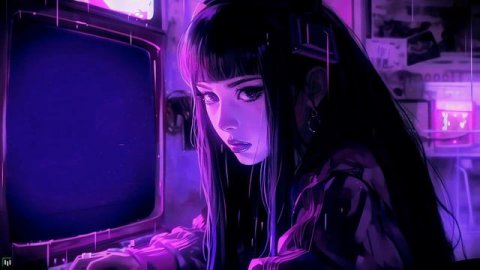 Грустная Милашка | Sad Purple Girl | Magic Space Dust - Живые Обои