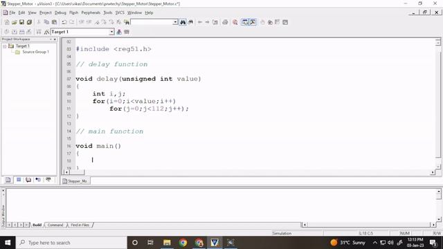 Stepper Motor Interfacing with 8051 using Keil and Proteus