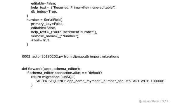 Django : Adding A Non-Primary Key AutoField Or A 'serial' Field In A Django Model Which Uses A UUID