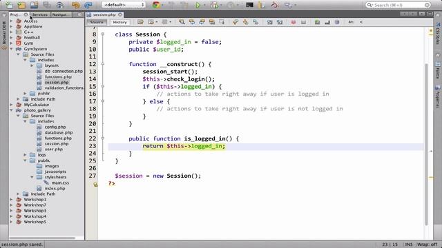 ۱۴۰- ساختن کلاس Session در پی اچ پی PHP
