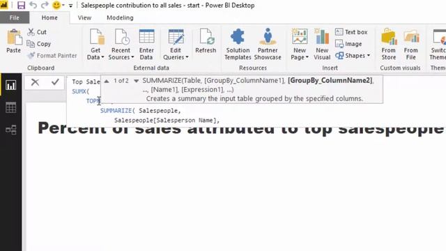 Discover Top Salespeople Contribution To All Sales in Power BI w/DAX
