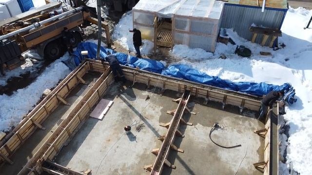 Заливка стен фундамента. КП Зосимово