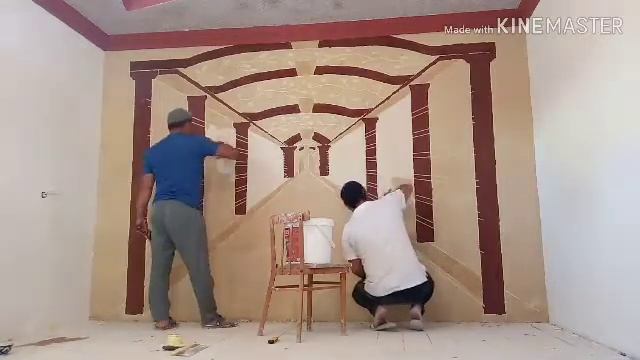 3д коридор мастеркласс жидкий травертин с валики..he did 3d corridor on the wall.how its made