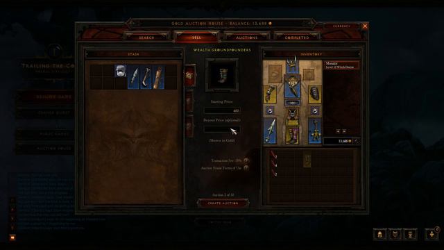 How to sell stuff in the Auction House (AH) in Diablo 3