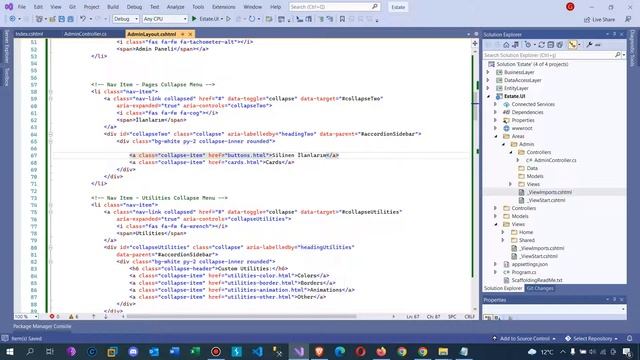 .Net Core 5.0 ile Emlak Sitesi - Admin Temasının Düzenlenmesi