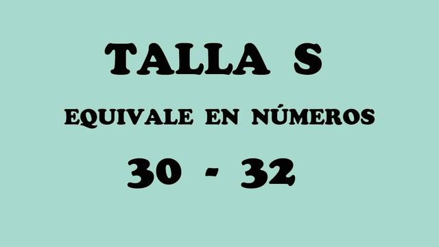Tallas en números y letras XS, S, M, L, XL, XXL, equivalencia