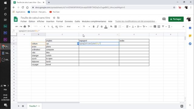 (TUTO) COMMENT TRADUIRE DES COLONNES EXCEL/GOOGLE SHEET EN TOUTES LES LANGUES DU MONDE
