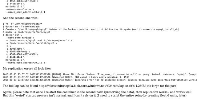 Galera cluster (MariaDB) on Docker/CoreOS: second node doesn't work on first attempt