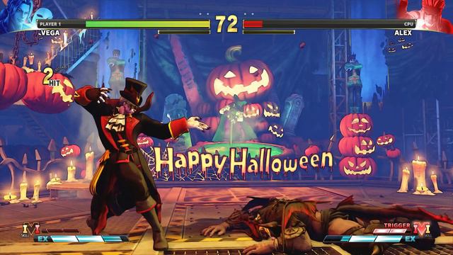 Halloween Vega vs Halloween Alex (Hardest AI) - Street Fighter V