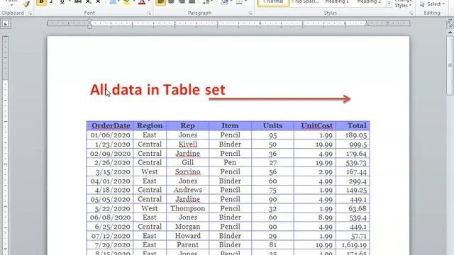 Sorting in Word | copy large table from excel to word | Sorting in Word | Autofit to window in word