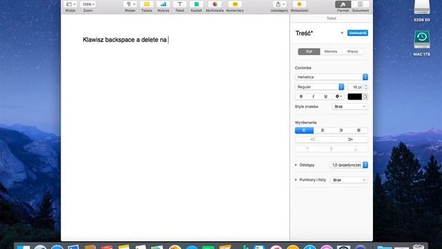 Klawisz delete a backspace na mac