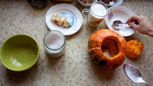 Каша в тыкве. Тыква рецепт вкусной каши  Porridge in the pumpkin.