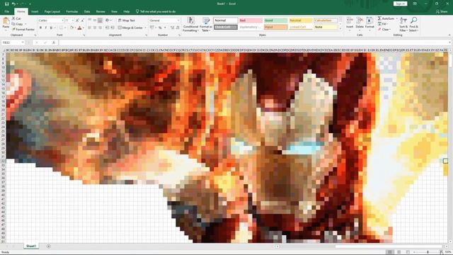 MS Excel Drawing Compilation Nr.1 Charizard, Pikachu, Thanos and Iron Man