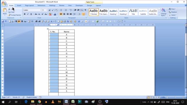 How to insert serial number in word table | serial number in word |  serial number