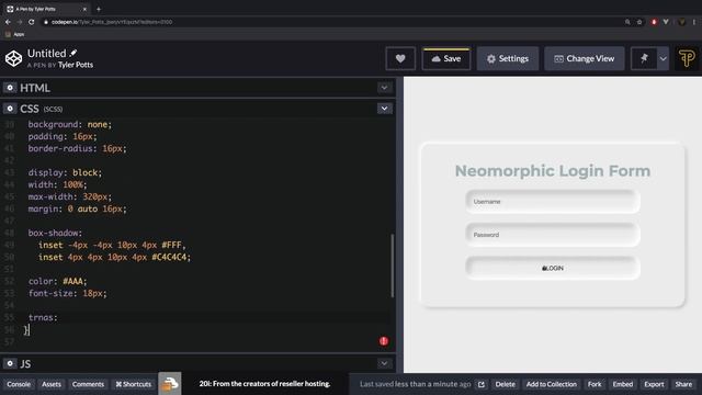 Neomorphic Login Form Design with HTML, CSS and Javascript