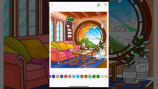 Color with me Living Room with a view Hey Color App #fun #coloring #relaxing #interiors